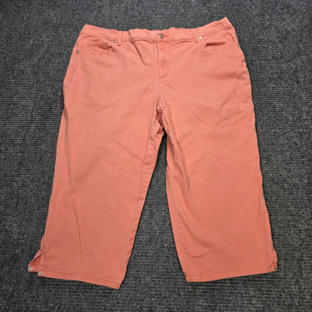 Gloria Vanderbilt Amanda Capri Pants Women's Size 16W Coral Pink Slimming Effect